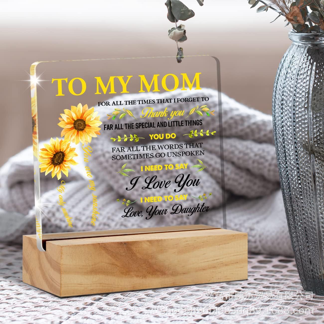 跨境桌面装饰花卉亚克力桌面牌匾标志带木架家庭办公桌标志纪念品