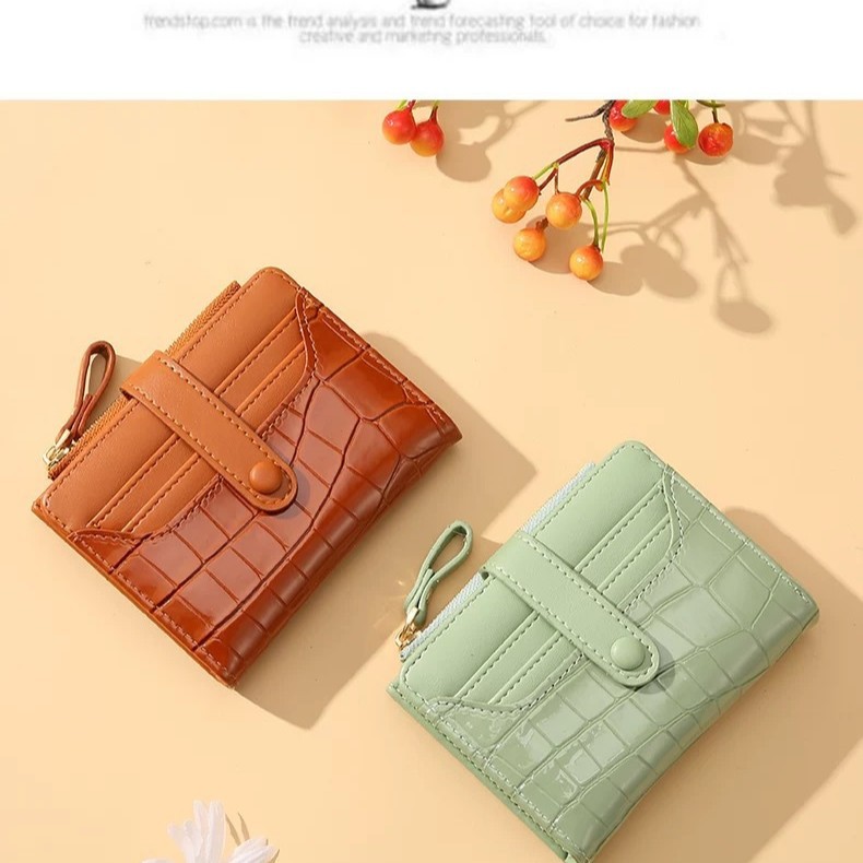 2026 Korean Version Crocodile Pattern Multi-Card Slot Zipper Coin Purse Women's Short Mini Leather Card Holder Cross-Border Hot Seller