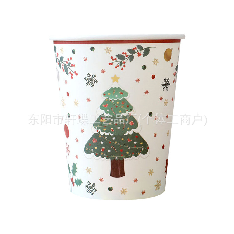 クリスマス装飾シーンパーティーテーマ食器セット使い捨て紙皿四角い食事皿クリスマスツリー皿|undefined