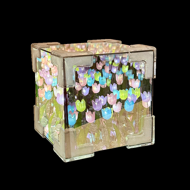 Night Light Rubik-Style Cube, DIY Materials Set with Gift Bag Option, Mirror Effect, 10×10 cm