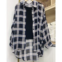 薄款格子衬衫女2024夏季新款女士开衫外搭宽松大码雪纺外套防晒衣