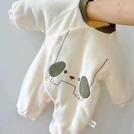 婴儿连体衣夹棉冬季初生儿棉服3-18宝宝棉衣服保暖加厚爬服外出服