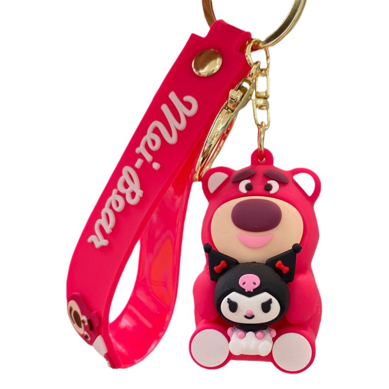 Dibujos animados transfronteriza fresa oso nombre conjunto Sanrio llavero coche llavero mochila muñeca máquina pequeño regalo al por mayor