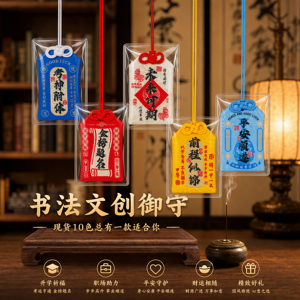 Double Ninth Festival Amulet Fragrance Sachet for Good Fortune, Embroidered Golden List Success Talisman, Portable Japanese-Style Pouch, Brocade Bag, Fragrance Pouch
