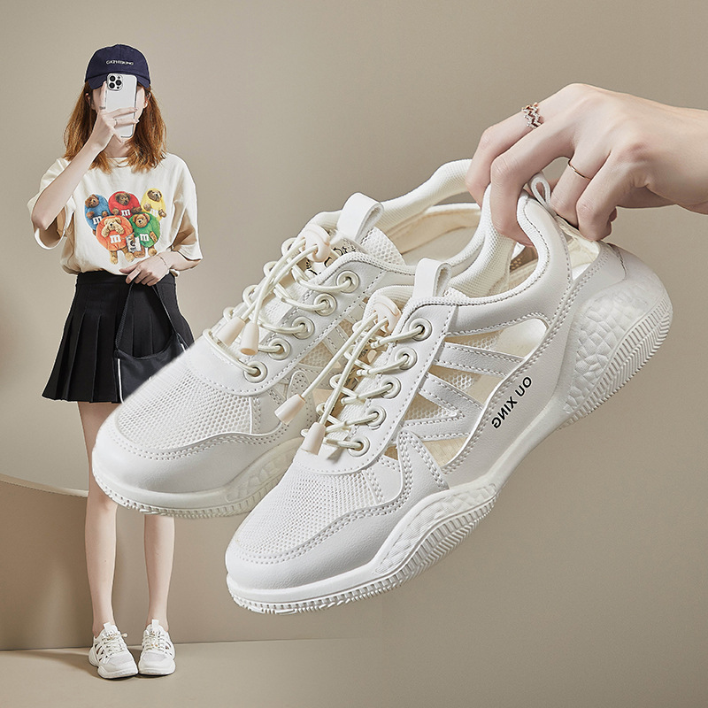 Ins Breathable White Shoes Student K-Style Women's Trendy 2025 Summer New Mesh Panel Shoes Street Style Sports Shoes Hy101