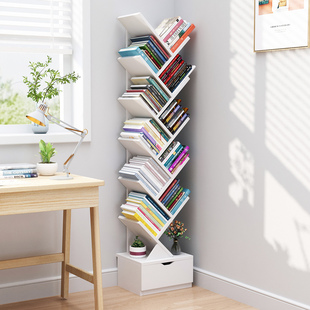 Children's Simple Bookshelf Floor-Standing Storage Rack Integrated Wall-Mounted Home Bookcase Stand Desktop Small Bookshelf Tree-Shaped Popular