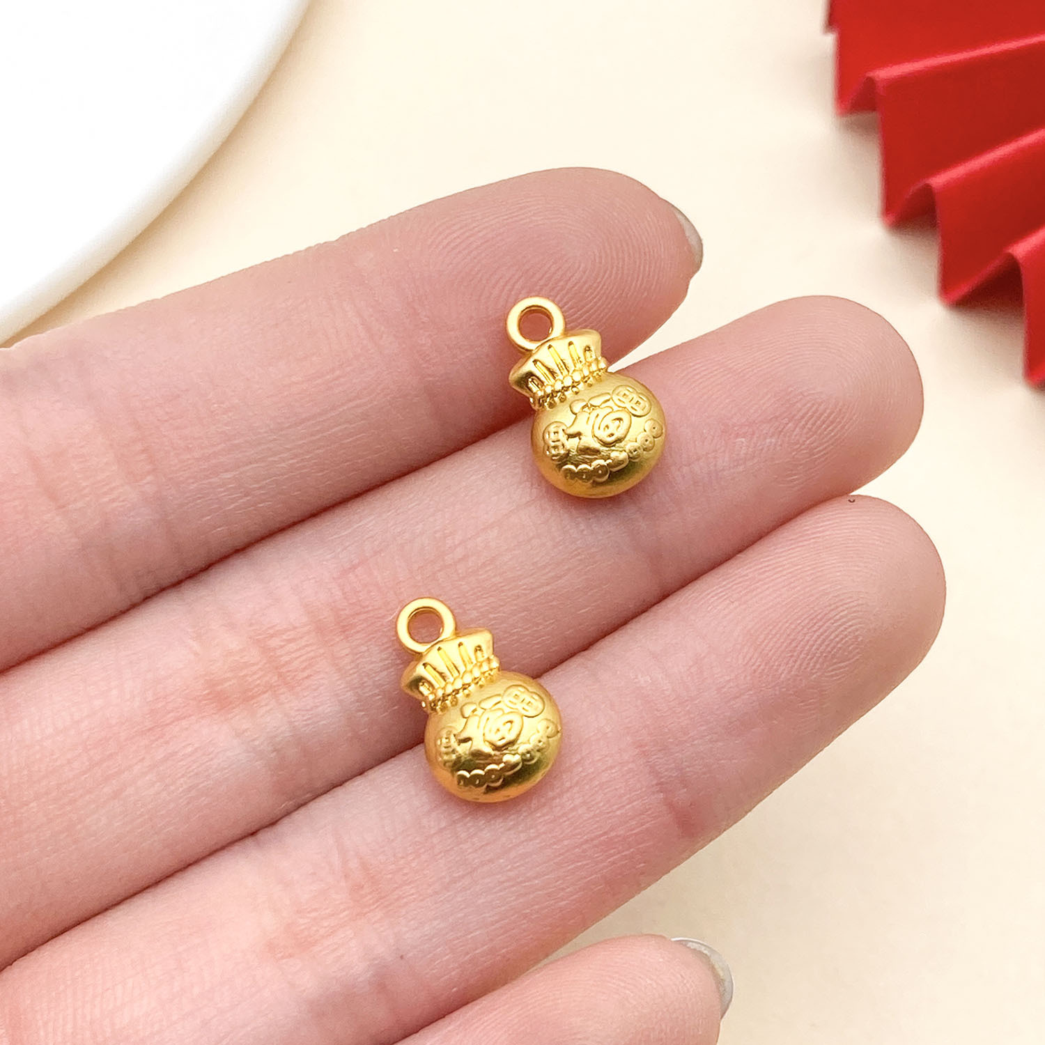 22563-ZH-素色古法金哑金钱币福字福袋中国风13x8m