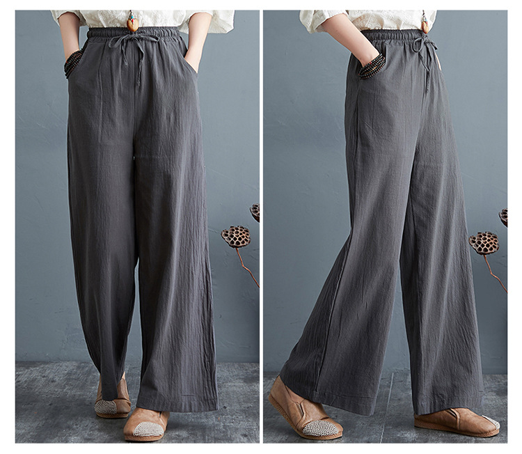 Cotton & Linen Loose Wide Leg Pants NSYF37463