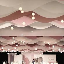 新款婚庆弹力布装饰波浪形吊顶布幔韩式婚礼堂舞台顶部现场布置跨