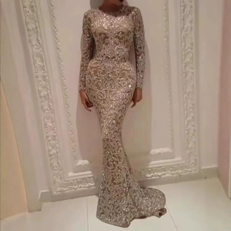2025 новинка весны для женщин: европейско-американское вечернее платье с длинными рукавами, облегающее, сексуальное, с горячим тиснением, длинная юбка для женщин
