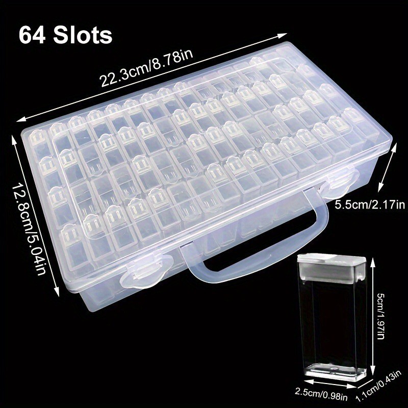 DIY Storage Beaded Transparent 64-Grids Rice Bead Storage Box Desktop Satchel Nail Art Jewelry Rice Bead Plastic Storage Box