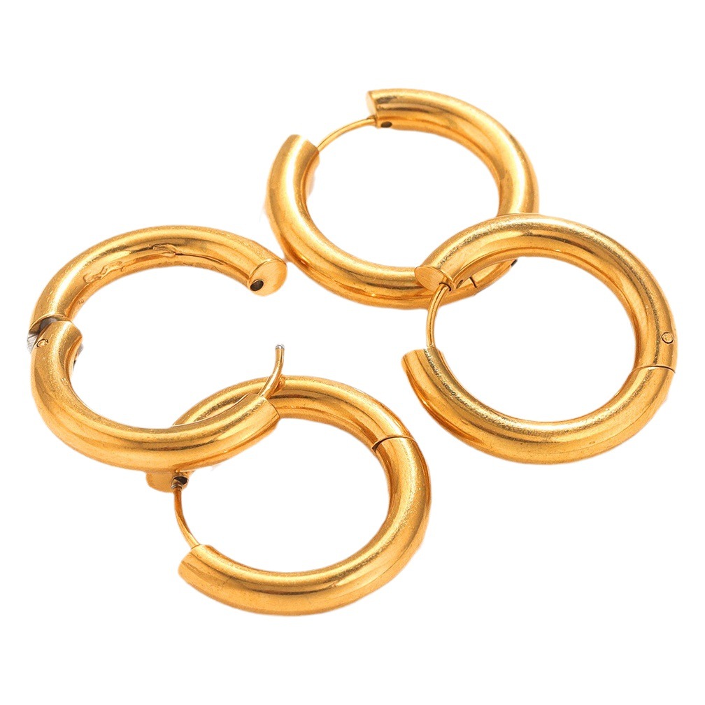 Pendientes europeos y americanos pendientes de acero inoxidable acero titanio exagerado estilo ins línea gruesa vacío redondo pendientes grandes pendientes de círculo