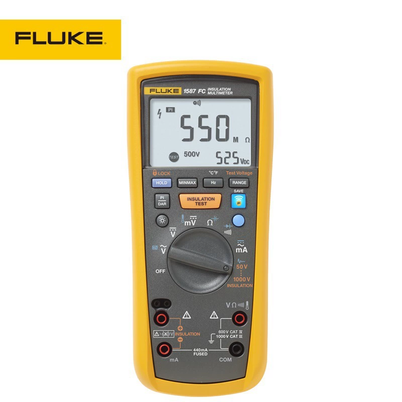 FLUKE Измеритель сопротивления изоляции Fluke F1587FC Цифровой мегаомметр Fluke1577 с маховиком
