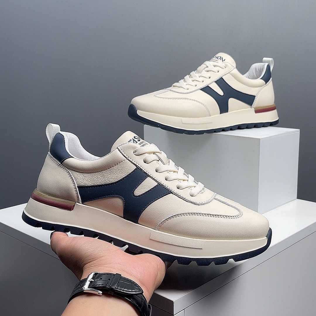 Genuine Leather Forrest Gump Shoes Trendy All-match Casual Shoes Men's Sneakers 2024 Summer New Ultra-light Thick-soled Running Shoes for Men