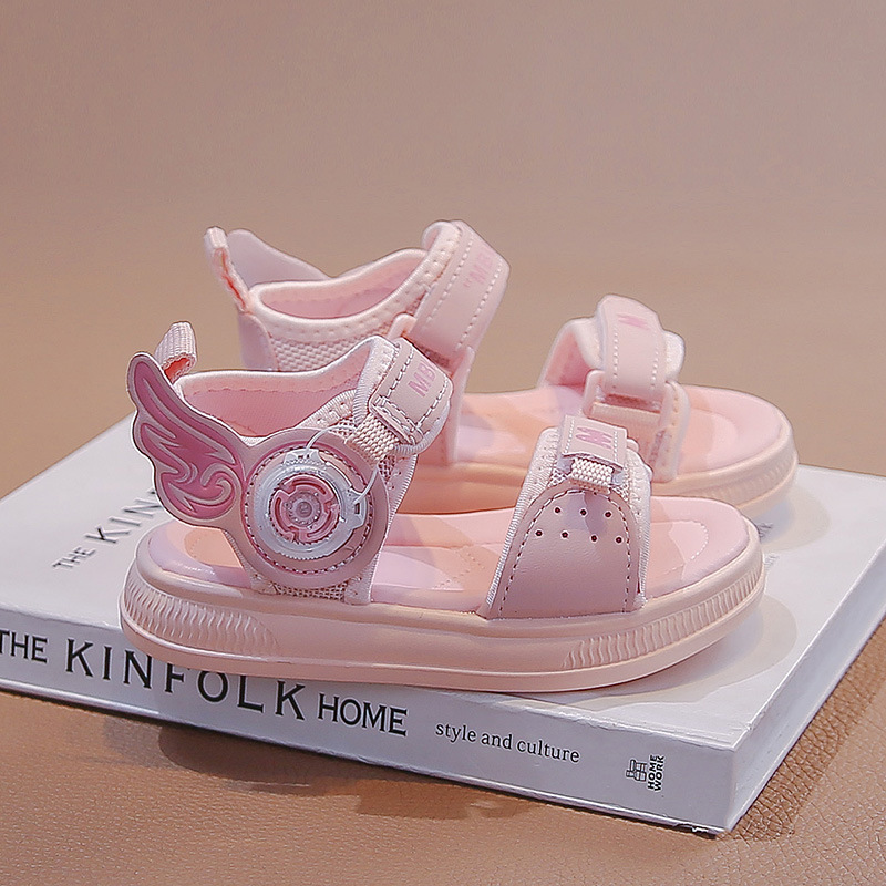 Sandálias de niñas 2026 verano nuevo niño botón giratorio princesa zapatos de playa zapatos de suela suave antideslizante zapatillas frías image 8