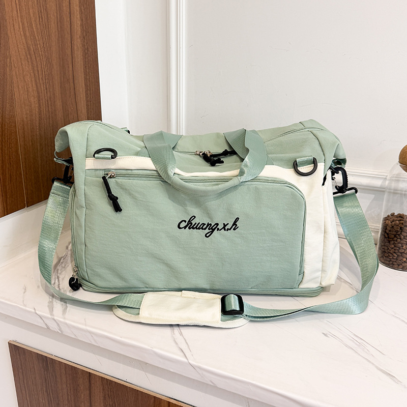 Cross-border fitness bag, color-blocked single-shoulder crossbody bag, nylon fabric sports and leisure travel rectangular crossbody yoga bag