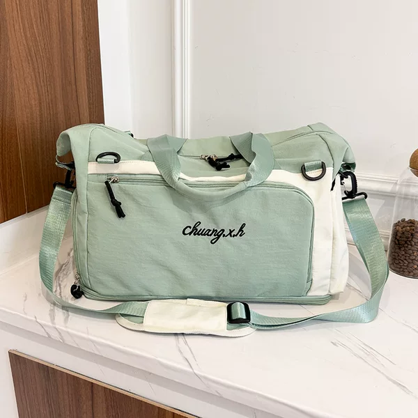 Cross-border fitness bag, color-blocked single-shoulder crossbody bag, nylon fabric sports and leisure travel rectangular crossbody yoga bag