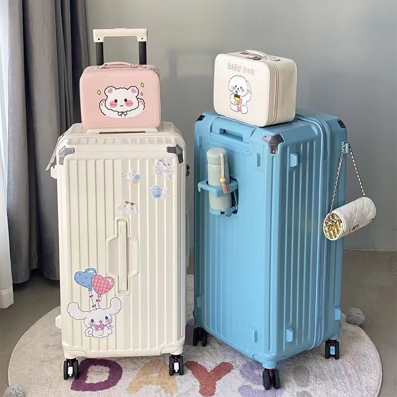 Extra-Large Capacity Trendy Suitcase for Women, Shock-Resistant, Multifunctional, Silent Five-Wheel Password Luggage Trolley 28inch for Men, Macaron Color