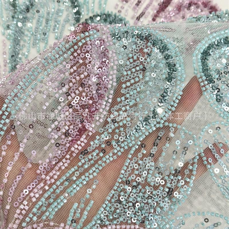 2025 moda transfronteriza de primavera y verano nuevo estilo tela bordada bicolor industria pesada perla tubo tela bordada tela Dress para mujer image 4