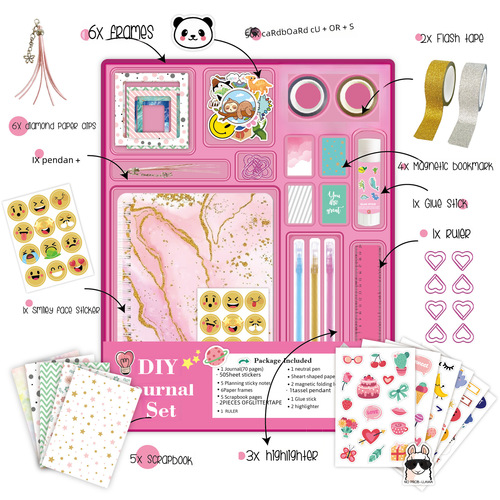 Amazon DIY JOURNAL SET for Children, Diary Sticker Book for Teenagers, Gift Scrapbook Notebook Set