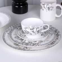 黑色郁金香中古风餐具陶瓷餐盘点心盘家用菜盘早餐盘西餐盘咖啡杯