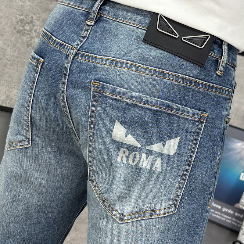 Guangzhou Xintang Jeans Men's Spring and Summer Thin Korean Stretch Slim Fit Feet High-end Quality European Goods Cross-border Wholesale