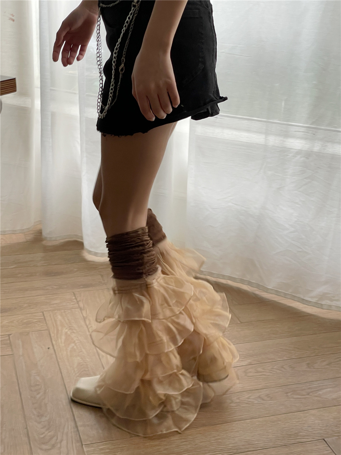 New product niche spicy girl sweet cool pure desire style y2k subculture lace splicing leg cover pile socks_voghion.com