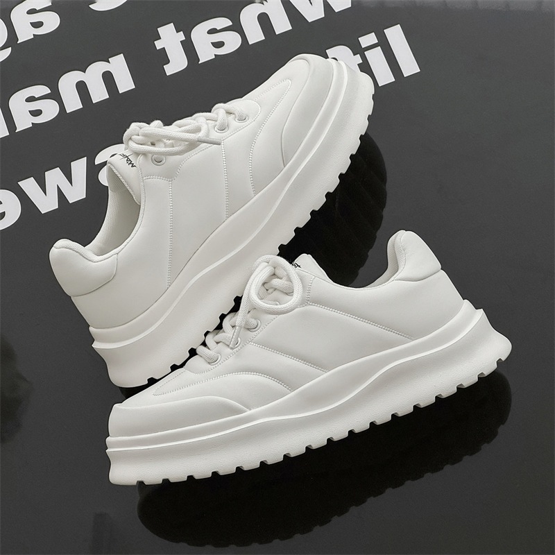 23027 Men's Shoes Summer Breathable New Casual Shoes Versatile White Thick-Soled White Shoes