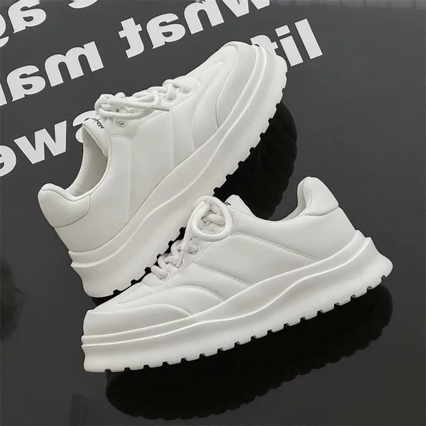 23027 Men's Shoes Summer Breathable New Casual Shoes Versatile White Thick-Soled White Shoes