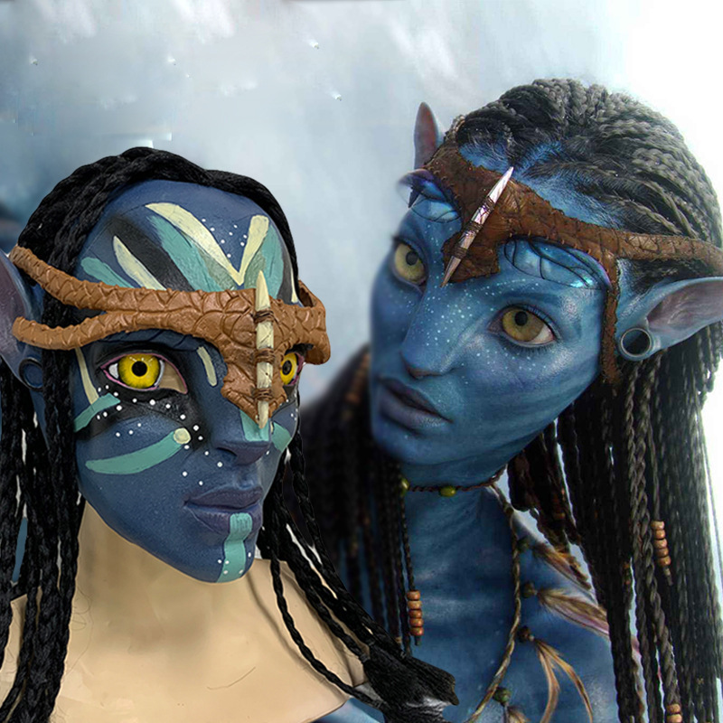 2022 Cross-border Avatar Headgear cos Men and Women Latex Headgear Movie Same-style Avatar 2 Character Mask