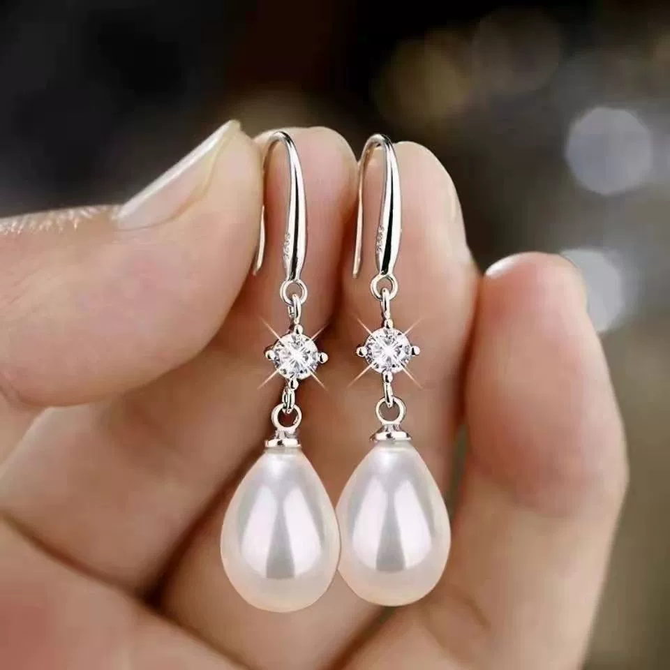 Серебряные импортные серьги из жемчуга, ретро циркония для мамы