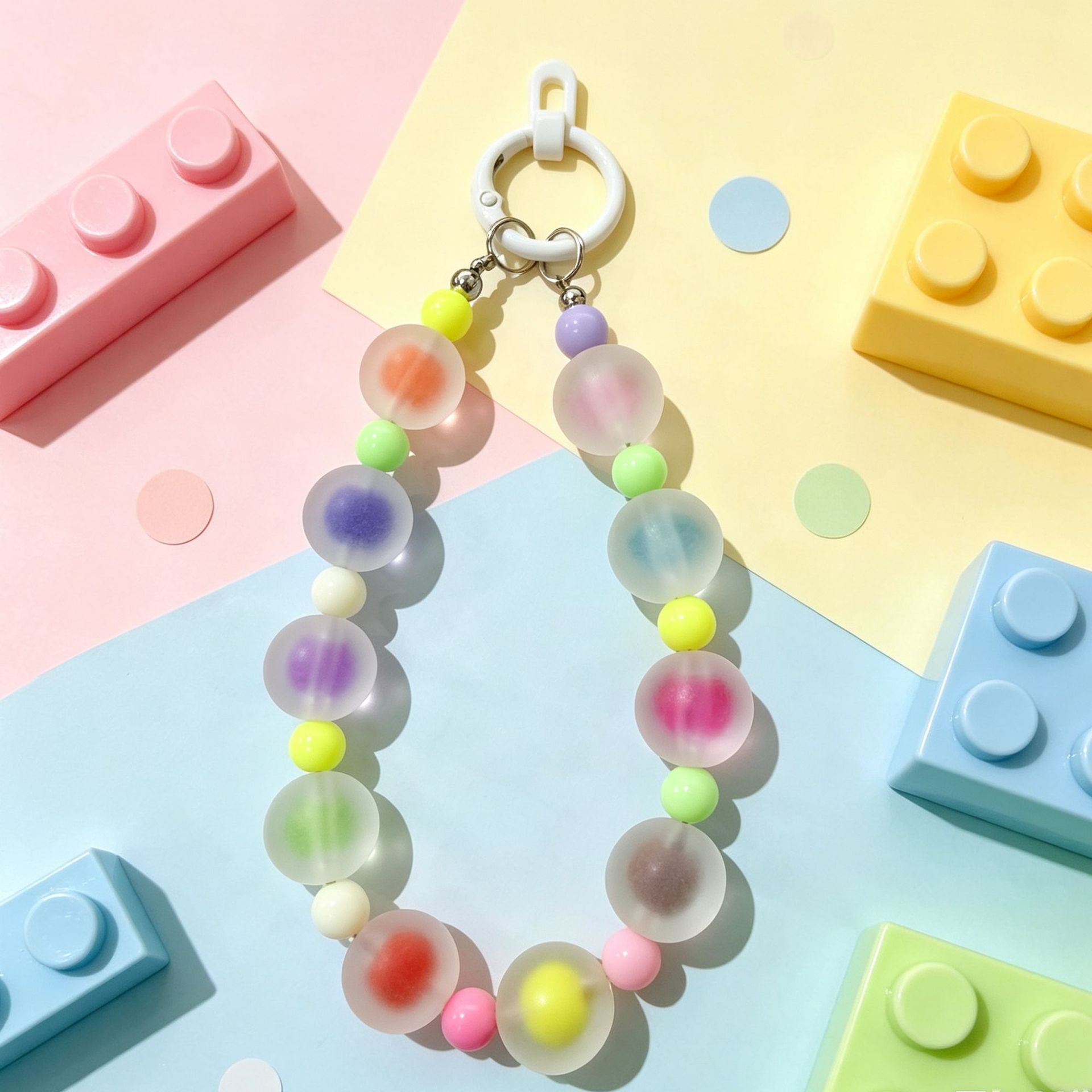 Dopamine-colored phone case pendant, handmade beaded high-end fashion accessory, versatile phone hanging chain keychain