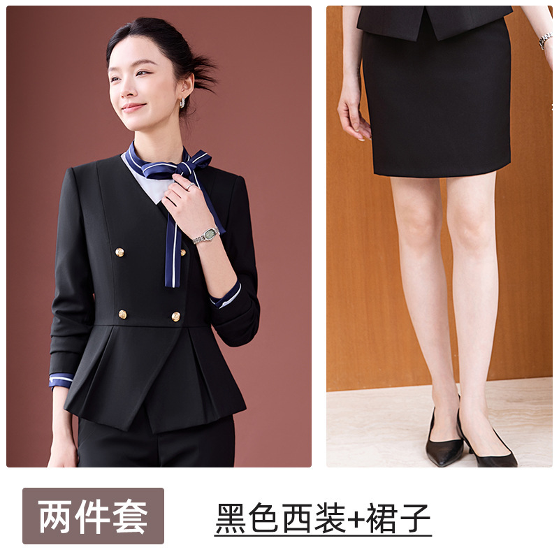 职业套装女长袖时尚气质女神范美容师酒店前台接待金店售楼部工装|undefined