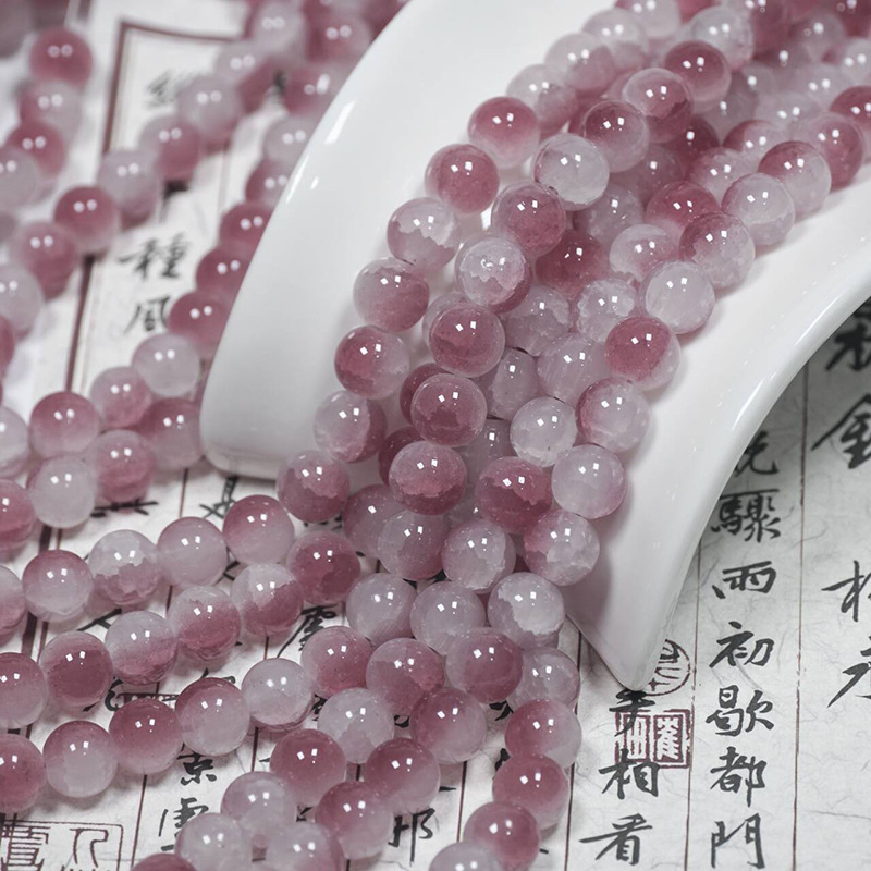 Wholesale 10mm jade broken sense glass beads round beads glass loose beads diy handmade beaded bracelet necklace material