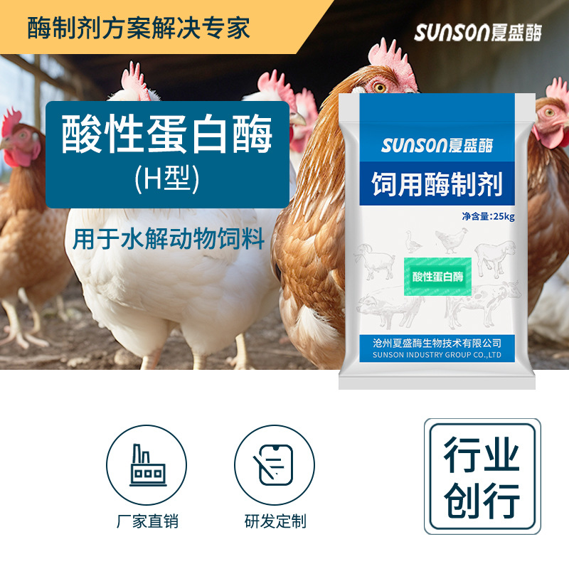 夏盛饲料级酸性蛋白酶（H型）6万u/g  固体添加剂 助力饲料酶制剂