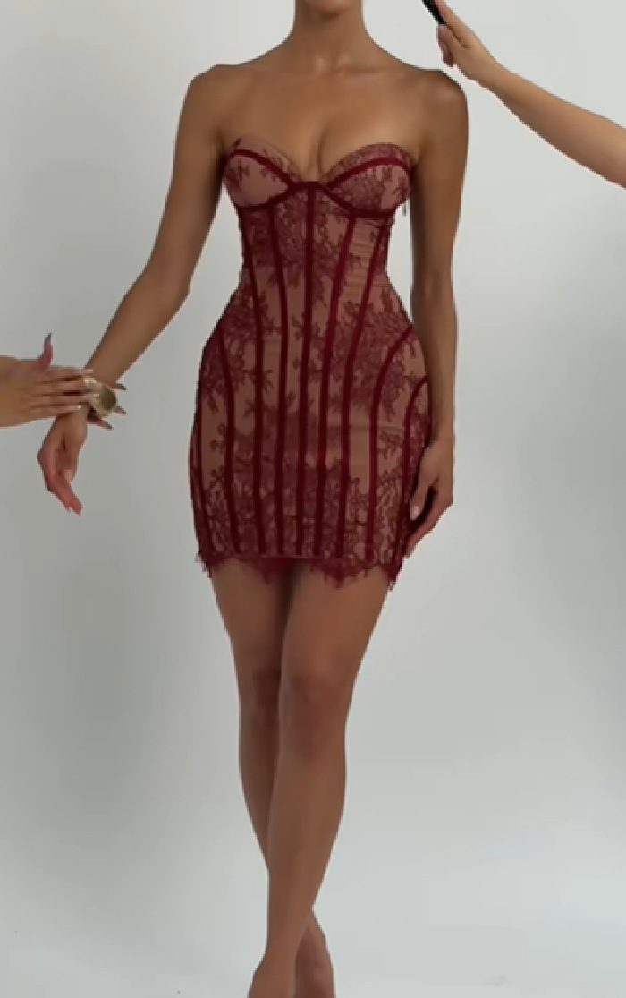 Sexy Lace Tube Top Bodycon Slimming Dress New Women Dress For Beach Party Hottie Style Clothing_ecoleips.com