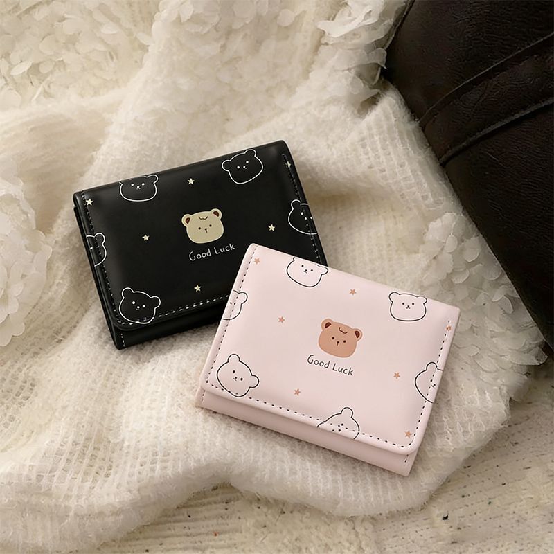 Women's 70% off Wallet Cute Bear Print PU Leather Short Card Holder Student Coin Purse Multifunctional Folding Wallet Women's 70% off Wallet Cute Bear Print PU Leather Short Card Holder Student Coin Purse Multifunctional Folding Wallet