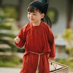 儿童汉服男童唐制圆领复原新款长安宝宝古装中国风幼儿园李白古装