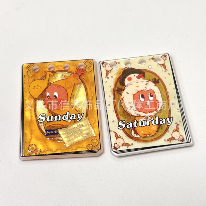 多孔亚克力星星人印花卡牌日历片片diy手工饰品手机钥匙包链材料|undefined