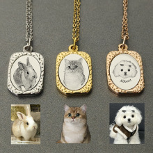 来图定制宠物猫咪仓鼠纪念狗狗鹦鹉项链照片刻字名字纪念品礼物