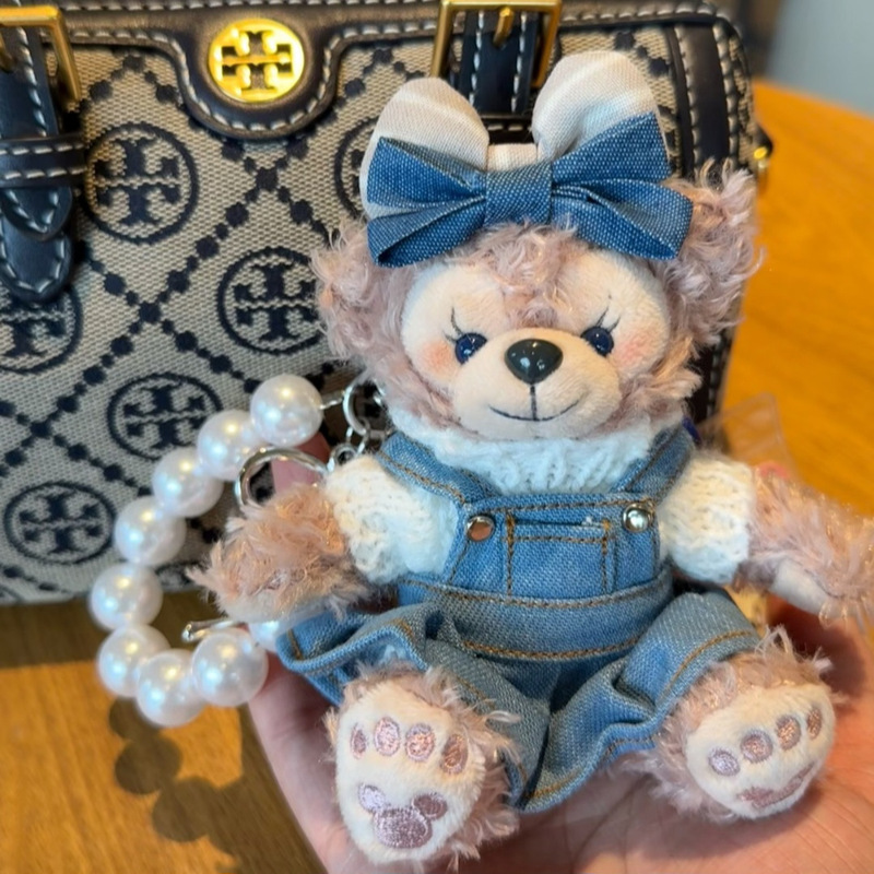 Blue Denim Skirt Shirley Rose Bag Pendant Duffy Bear Plush Doll Car Keychain Pendant Girl Gift