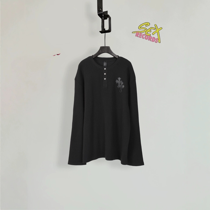 High-Quality American-Style Trendy Brand Autumn and Winter New Cross-Pattern Leather Patch Button Waffle Long-Sleeve T-Shirt for Men, Available for Dropshipping High-Quality American-Style Trendy Brand Autumn and Winter New Cross-Pattern Leather Patch Button Waffle Long-Sleeve T-Shirt for Men, Available for Dropshipping