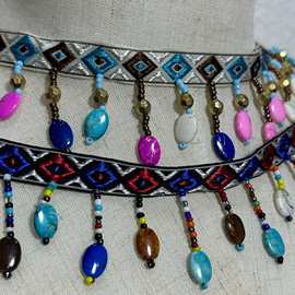 新款手工钉珠织带花边扁豆流苏DIY汉服苗族窗帘服装辅料各类纺织