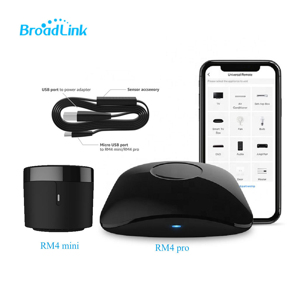 Broadlink博联RM4 Pro/MINI+HTS2红外射频手机远程遥控器智能家居