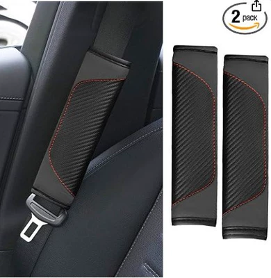 breathable leather, soft and — Seat belt shoulder pad - sports-carbon-fiber-shoulder-pads-black-1-pair-23cm