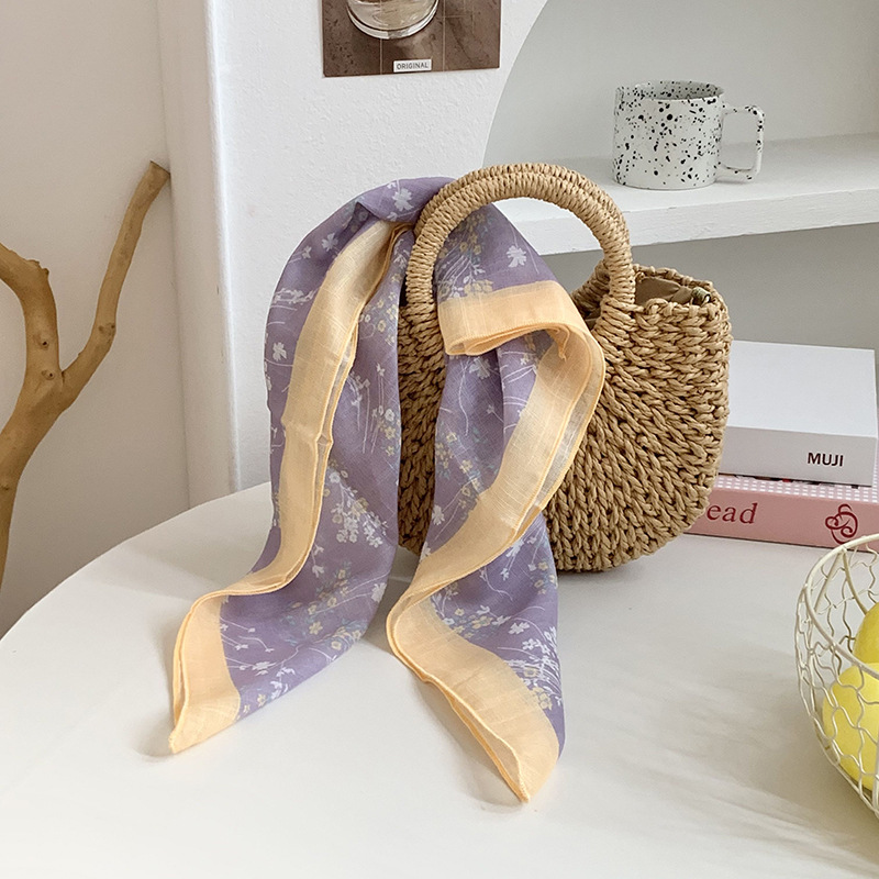 Cintas para el cabello, nueva impresión de letras coreanas, bufandas de seda, decoración profesional para mujeres, bufandas con bufandas cuadradas