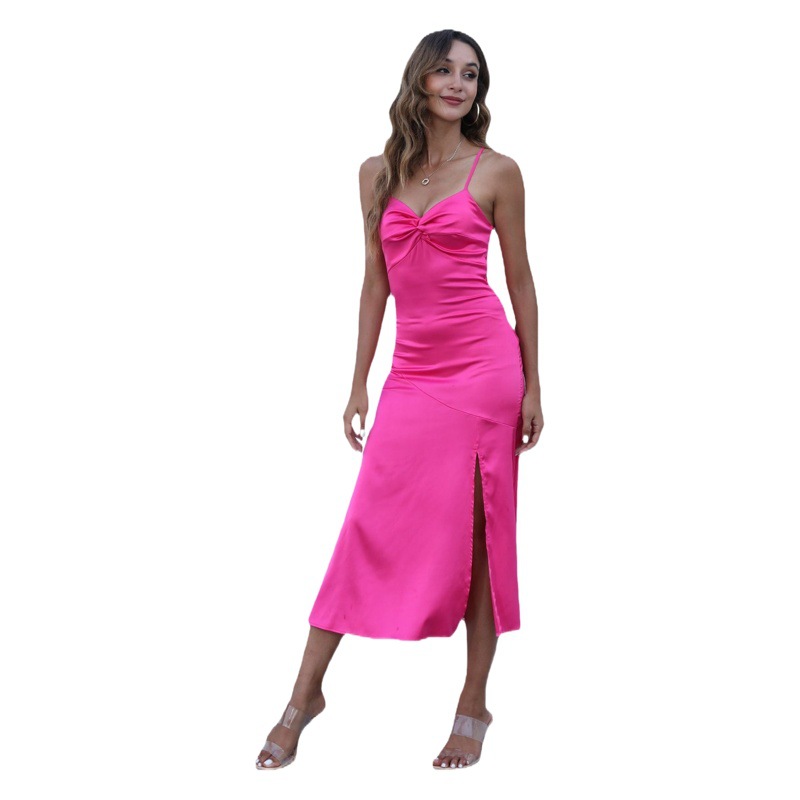 Vestido de tirantes de verano de comercio exterior europeo y americano de las mujeres transfronterizo nuevo vestido sexy con cuello en V vestido largo al por mayor