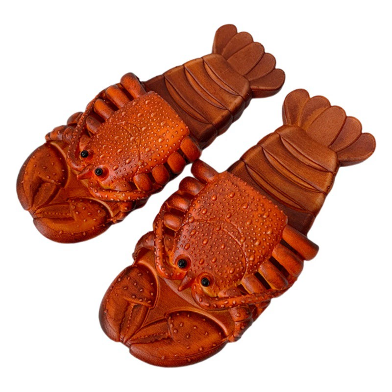 Летние модные сандалии для мужчин и женщин, забавные пляжные шлепанцы с мультяшным дизайном в виде рака, оптом