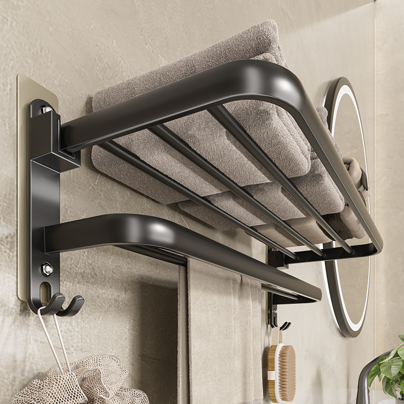 Punch-free towel rack self-adhesive seamless stickers bathroom rack cross-border dedicated bathroom space aluminum towel rack Punch-free towel rack self-adhesive seamless stickers bathroom rack cross-border dedicated bathroom space aluminum towel rack