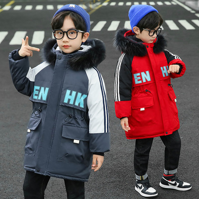 Boy Rabbit's hair Overcome 2022 winter CUHK thickening Cotton Children's clothing One piece On behalf of Plush coat